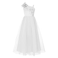 YiZYiF Kids Flower Girl Pageant Embroidery Tulle Dress for Wedding Bridesmaid Birthday Party Bowknot Formal Princess Gown