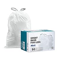 Plasticplace Custom Fit Trash Bags, Compatible with simplehuman Code Q (50 Count) White Drawstring Garbage Liners 13-17 Gallon/ 40-65 Liter 25