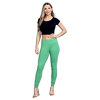 New Womens Basic Plain Viscose Full Ankle Length Skinny Slim Fit Leggings Pants Jade Green