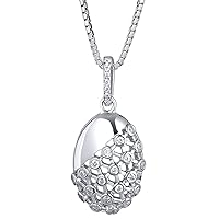 PEORA Sterling Silver Simulated Diamonds Weave Pendant Necklace for Women with 18 inch Italian Chain