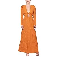 RACHEL Rachel Roy Womens Tiered Long Maxi Dress Orange 8