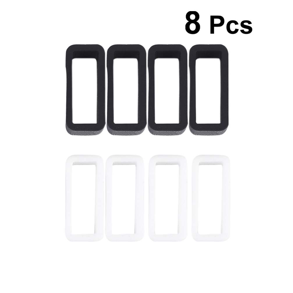 Hemobllo 8pcs Silicone Watch Band Strap Loops Fastener Rings Holders Replacement Secure Rings 18mm (Black White)