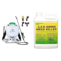4-Gallon Backpack Sprayer with Padded Shoulder Strap for Pests & Weeds, Watering Garden & Southern Ag Amine 2,4-D Weed Killer, 32oz - Quart