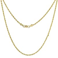 Solid Yellow 10K Gold 1.8mm Diamond Cut Rope Chain Necklaces and Bracelets for Men & Women 7-26 inch
