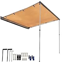 DANCHEL OUTDOOR Vehicle Awning with Metal Joints 4.9x6.5ft, Roof Rack Car Side Awning Pull-Out Rooftop Shades Overlanding Accessories for SUV/Truck/Van