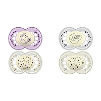 MAM Glow in The Dark Silicone Pacifiers with Self Sterilizing Case, Breastfed Baby Pacifiers for Boys and Girls 6-16 Months (Pack of 3)