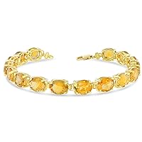 OVAL GENUINE CITRINE (9 X 7) TENNIS BRACELET IN YELLOW GOLD - Gold Purity:: 10K, Bracelet Sizes:: 7.5
