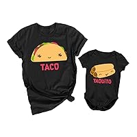 Tstars Taco Taquito Mommy and Me Outfits Gifts for New Moms First Mothers Day Mom & Infant Baby Bodysuit Matching Set