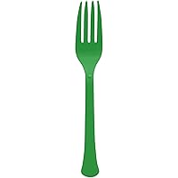 Festive Green Plastic Heavy Weight Forks (20 Count) - Premium Disposable Plastic Cutlery, Perfect for Home Use and All Kinds of Occasions