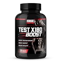 FORCE FACTOR Test X180 Boost Testosterone Booster and Energy Supplement for Men, Boost Energy, Increase Stamina, Enhance Vitality and Performance, with D-Aspartic Acid and Fenugreek, 120 Tablets