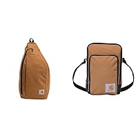 Carhartt Mono Sling Backpack, Unisex Crossbody Bag for Travel and Hiking, Carhartt Brown & Zip, Durable, Adjustable Crossbody Bag with Zipper Closure, Brown, One Size