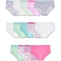 Fruit of the Loom Girls' Cotton Brief Underwear, 14 Pack - Basic Assorted, 4