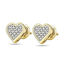 Created Round Cut White Diamond 925 Sterling Silver 14K Yellow Gold Over Diamond Heart Shape Stud Earring for Women's & Girl's