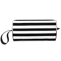 BREAUX Stripes Black White Print Portable Cosmetic Bag Zipper Pouch Travel Cosmetic Bag, Travel Organizer Daily Organizer, Small Toiletry Organizer Travel Wallet