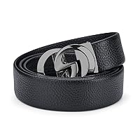 ARIMIA Fashion Diamond Mens Real Leather Ratchet Belt Black