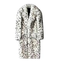 Jiujiubaba Men's leopard fur coat Long fox fur coat Winter casual warm wool trench coat