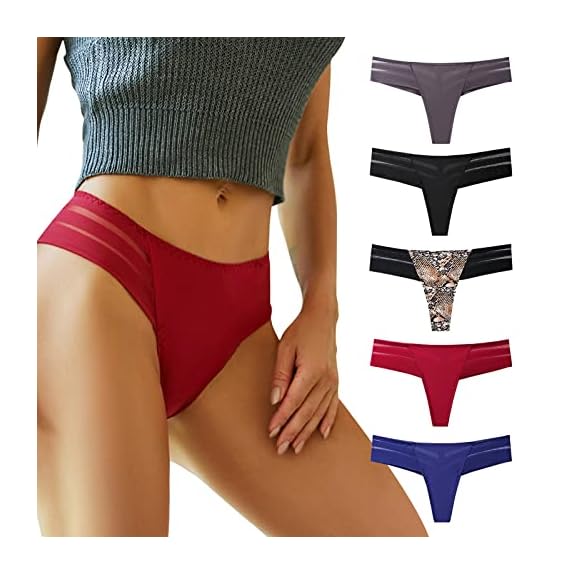 chahoo Womens Thong Underwear, Sexy Low Rise Panties