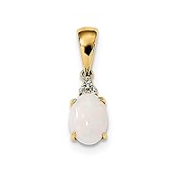 14k Gold With Austrian Opal and Diamond Pendant Necklace Jewelry for Women