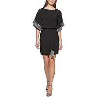 Jessica Howard Womens Petites Embellished Matte Jersey Cocktail and Party Dress