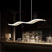 LightInTheBox LED Modern Wave Pendant Light, Acrylic Linear Chandeliers Ceiling Mount Lighting Fixture for Kitchen Island, Dining Room, Living Room(Light Source: Warm White)