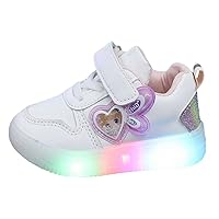 Toddler Shoes Size 11 Girls LED Lights Small and Medium Girls Fashion Board Shoes Children Shoes Light up Sneaker Girls