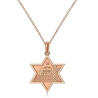 Allurez 14k Gold Jerusalem Star of David Pendant Necklace