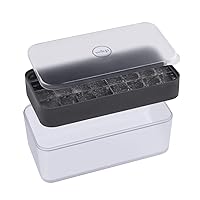 W&P Ice Box Silicone Ice Cube Tray with Lid & Bin, Holds 96 Cubes, Easy Release, Space-Saving Stackable Design, Dishwasher Safe, Charcoal