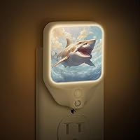 LED Night Light Plug in Shark Ocean, Motion Sensor and Dusk to Dawn Sensor, 1.5W Plug in Night Light, Dimmable Night Lights for Adults Kids Room Bedroom Bathroom Hallway Stairs Kitchen,B10