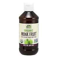 Foods, Certified Organic Monk Fruit Liquid, Zero-Calorie Liquid Sweetener, Non-GMO, Low Glycemic Impact, 8-Ounce