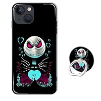 Cute Phone Case for iPhone 14 with Ring Holder Kickstand,Soft TPU Rubber Silicone Protective Cover for iPhone 14 6.1 inch - Black Design