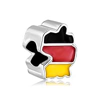 Germany Map Flag Charm Sterling Silver Christmas Birthday Gift, Charm For Bracelet and Necklace…