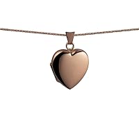 British Jewellery Workshops 9ct Rose Gold 21x19mm heart shaped plain Locket with a 1mm wide curb Chain