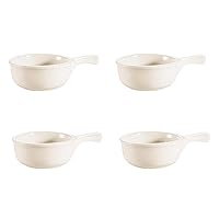 Onion Soup Crock with Handle ~ Stoneware - Set of (4) (Ivory)