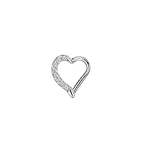 FANSING 16 Gauge Gemmed Daith Earrings Right Ear 8mm Daith Piercing Jewelry Surgical Steel 16g Heart Shaped Hinged Ring Hoop 316L Stainless Steel