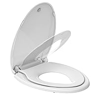 Elongated Toilet Seat with Built in Potty Training Seat, Potty Training Toilet Seat for Toddlers, Magnetic Kids Seat and Cover, Slow Close and Never Loosen, Fits both Adult and Child, White, 19