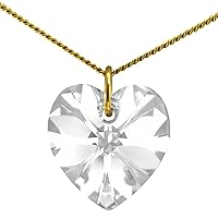 Lua Joia Women 9ct Gold Diamond Heart Necklace White Austrian Crystal Pendant Chain