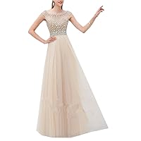 Women's Sleeveless Round Collar Seam Long Ball Gown Diamond Special Occasions