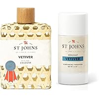 St Johns Vetiver Aluminum Free Deodorant | Clear Deodorant 2.6 oz Stick and Classic Vetiver Cologne | New Virgin Islands Inspired Fresh Cologne Scent