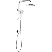 BRIGHT SHOWERS Rain Shower Heads System Including 9 Inch Rainfall Shower Head and Handheld Shower Head with Height Adjustable Holder, Solid Brass Rail and 60 Inch Long Stainless Steel Shower Hose