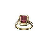 Emerald Cut Ruby And Natural Diamond Ring