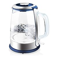 Kettles, 1.5L Glass Kettle,1850W Eco Water Kettle with Illuminated Led, Bpa Free Cordless Water Boiler with Stainless Steel Inner Lid，Suitable for Family Outings and Travel/Blue/21 * 21 * 23CM