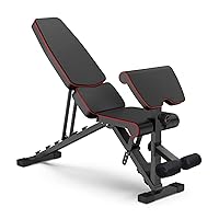 Adjustable Weight Bench for Home - Foldable Workout Bench with Preacher Curl Pad, Flat/Incline/Decline Exercise Bench, for Full Body Strength Training