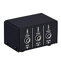 JINGFENG Audio Switcher 3.5mm 2 in 1 Out/1 in 2 Out A/B Switch Stereo Audio Splitter Box with No Distortion 3.5mm Jack for Switching Between Computer Speakers and Headphones