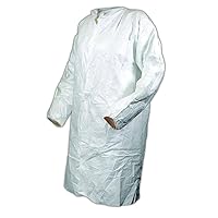 MAGID CC1114L EconoWear Tyvek Disposable Lab Coat, Large, White (Case of 50)