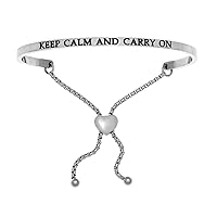 Intuitions Stainless Steel keep Calm and Carry On Adjustable Friendship Bracelet