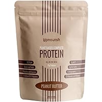 UpNourish Peanut Butter Vegan Protein Powder, Meal Replacement Shake, Gluten Free, Dairy Free, Packed with Essential Vitamins and Minerals, Keto-Friendly, Low-Carb Diet, 15 Servings