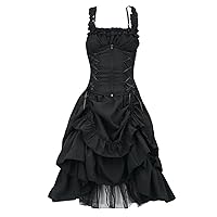 Women's Vestidos Negros para Halloween Gothic Prom Dress Slim Irregular Straps Corset Lace Dresses Fall 2023, S-5XL