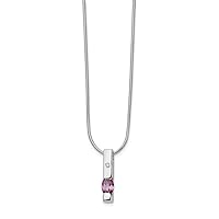 Polished Lobster Claw Closure SS White Ice .02ct. Diamond Pink Topaz Necklace 18 Inch Measures 4mm Wide Jewelry for Women