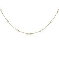 Mary & Jules Women's Pearl Necklace 925 Sterling Silver, Recycled Silver, Choker Necklace Women's with Freshwater Pearls, Length 38 + 5 cm, Women's Necklace with Pearls, Freshwater Pearl Chain