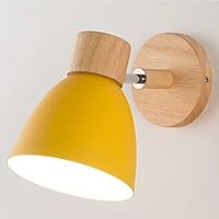 Wooden Base Wall Lamp Wall Sconce for Bedroom Living Room Home Lighting Bedside Lamp Home Decor (Yellow no Switch,Without Bulb)